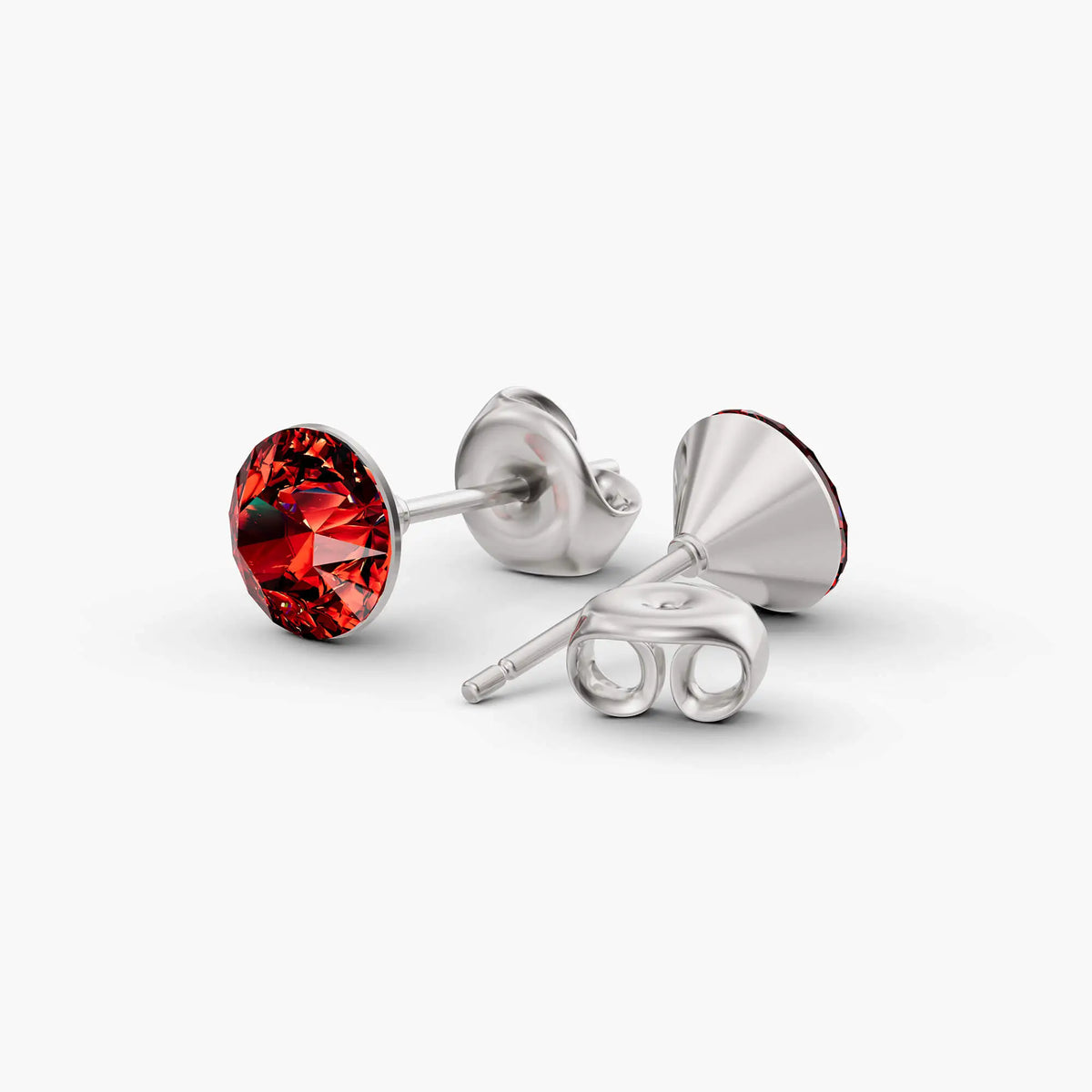 Aurora Crystal Stud Earrings - Scarlet